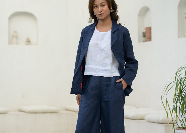 Crimson Sky & Midnight Line Suit
