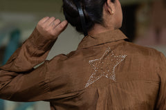 Gold dust in mocha & Black - Silk Dress