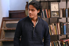 Blue Mandarin Linen Shirt